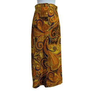 Vintage 1970s Barkcloth 100% Cotton Skirt by Beverly Vogue of California
